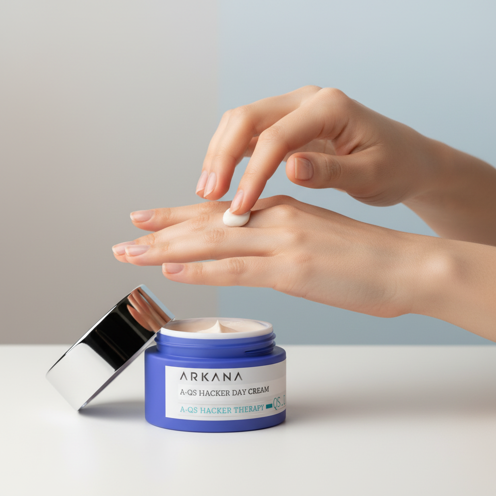 Aplikacja kremu Arkana A-QS Hacker Day Cream