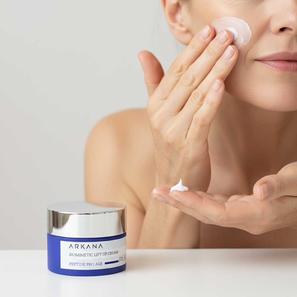 Aplikacja kremu Arkana Biomimetic Lift Up