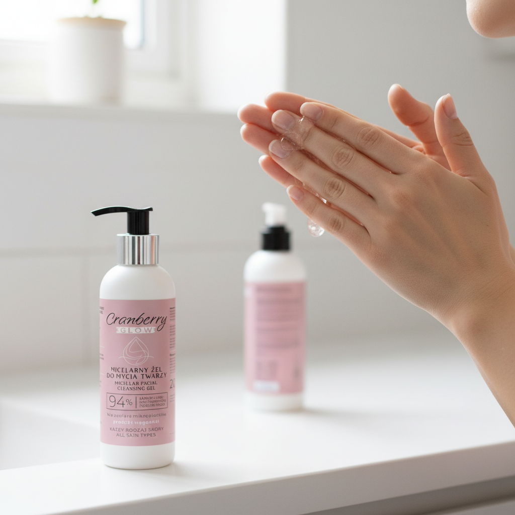 Aplikacja micelarnego żelu Cranberry Glow