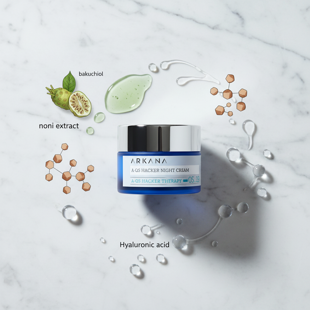 Arkana A-QS Hacker Night Cream ze składnikami aktywnymi