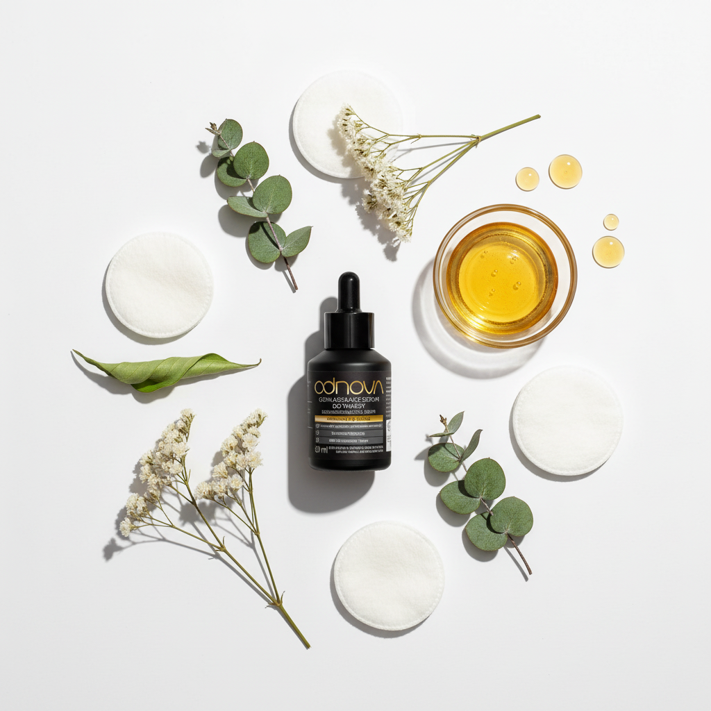 Serum Odnova - elegancka kompozycja flat lay