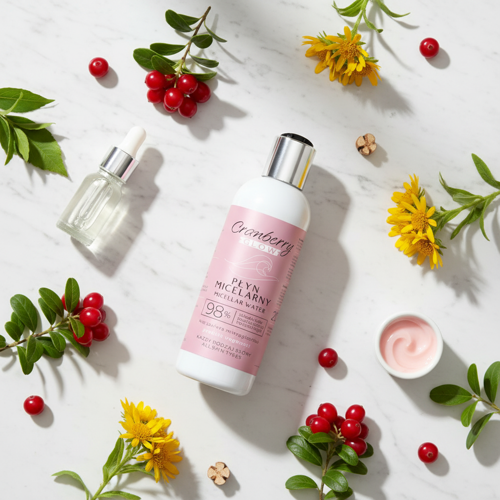 Płyn micelarny Cranberry Glow z naturalnymi składnikami