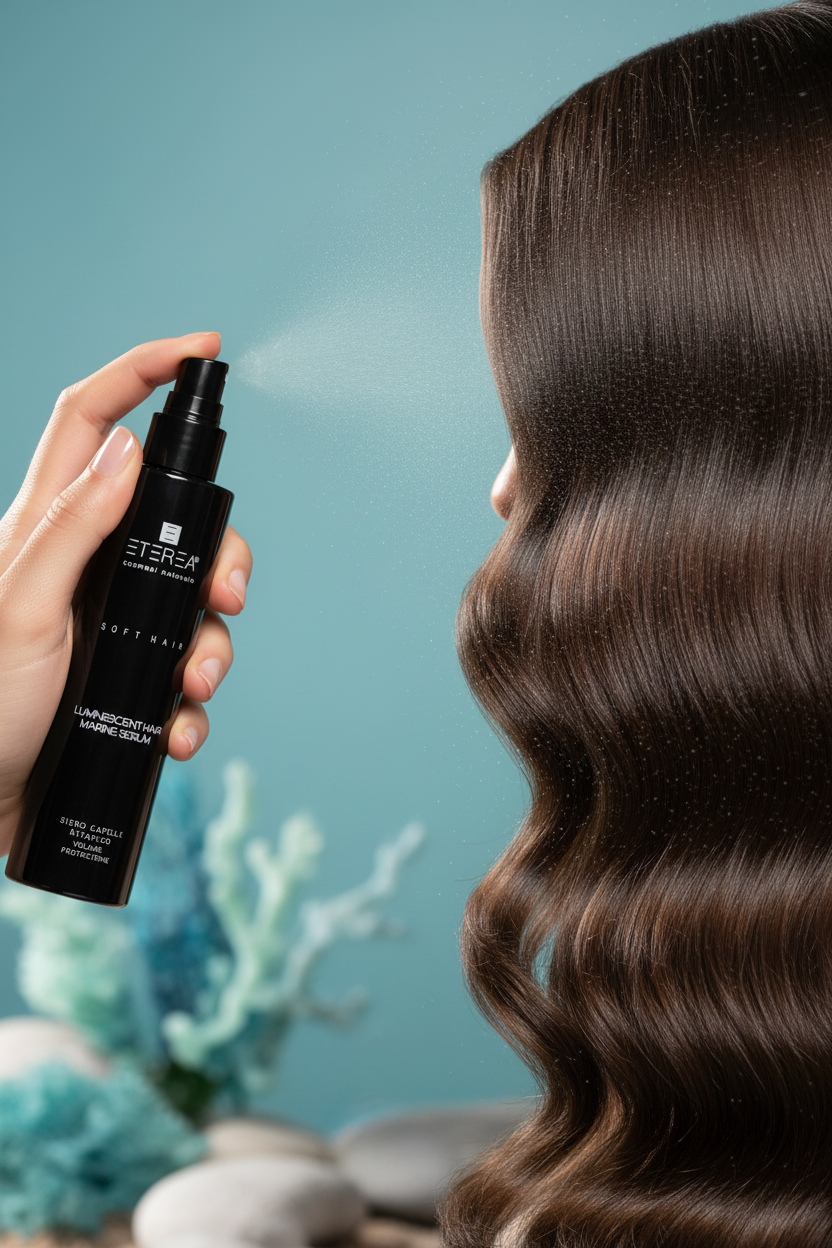 Zbliżenie na świetliste serum do włosów