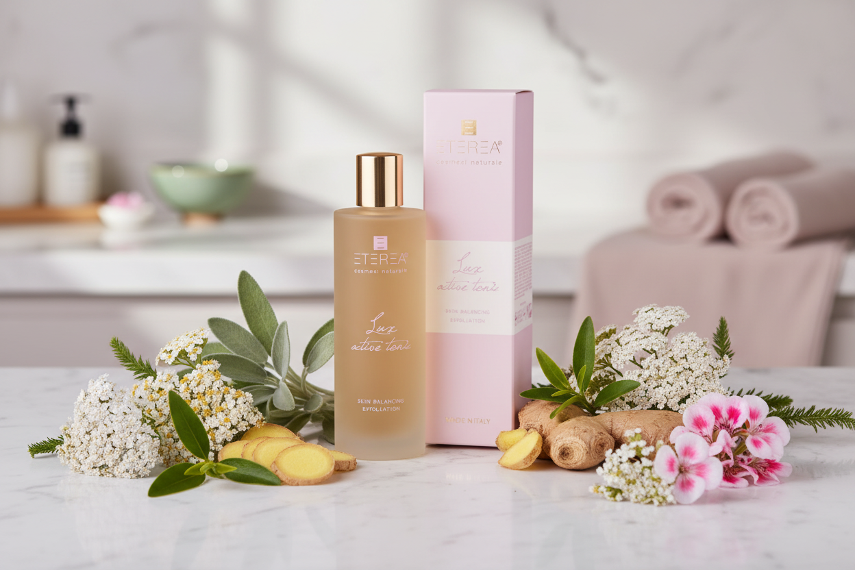 Zdjęcie lifestyle z naturalnymi składnikami balansującymi