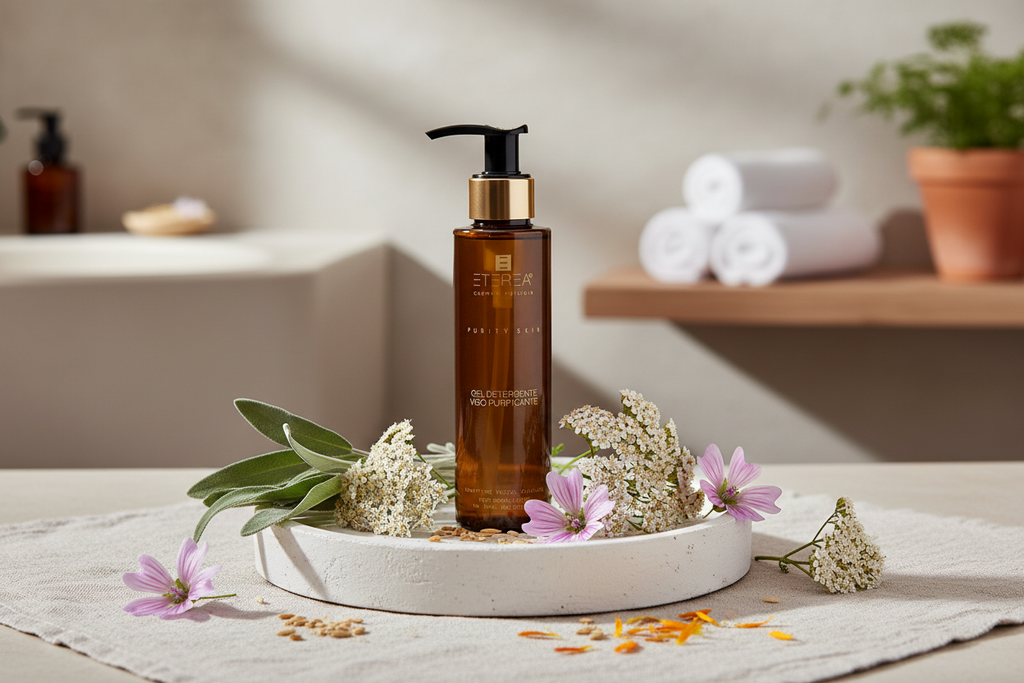 Zdjęcie lifestyle z naturalnymi składnikami kojącymi